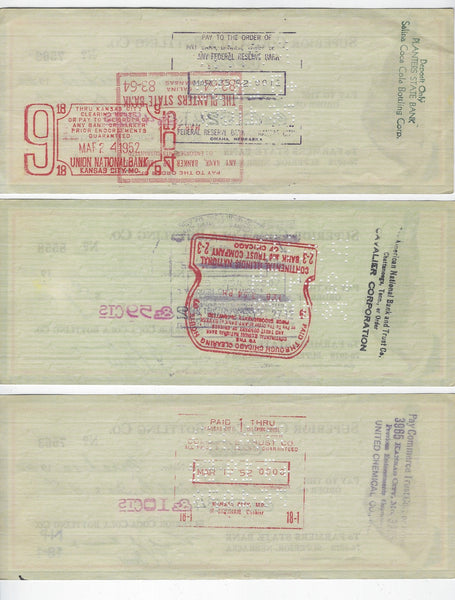 VINTAGE 1950'S COCA COLA BOTTLING CO-COKE-CANCELLED BANK CHECKS-NEBRASKA!