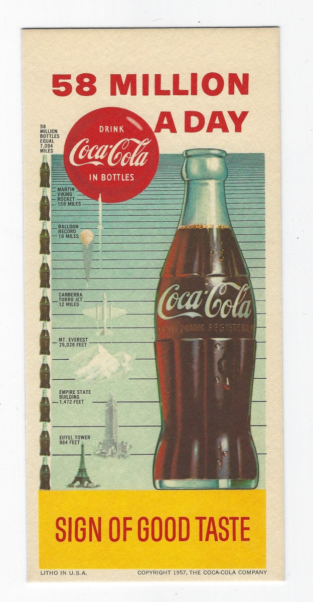 VINTAGE 1957 COCA-COLA COKE ADVERTISING INK BLOTTERS-NEW OLD STOCK