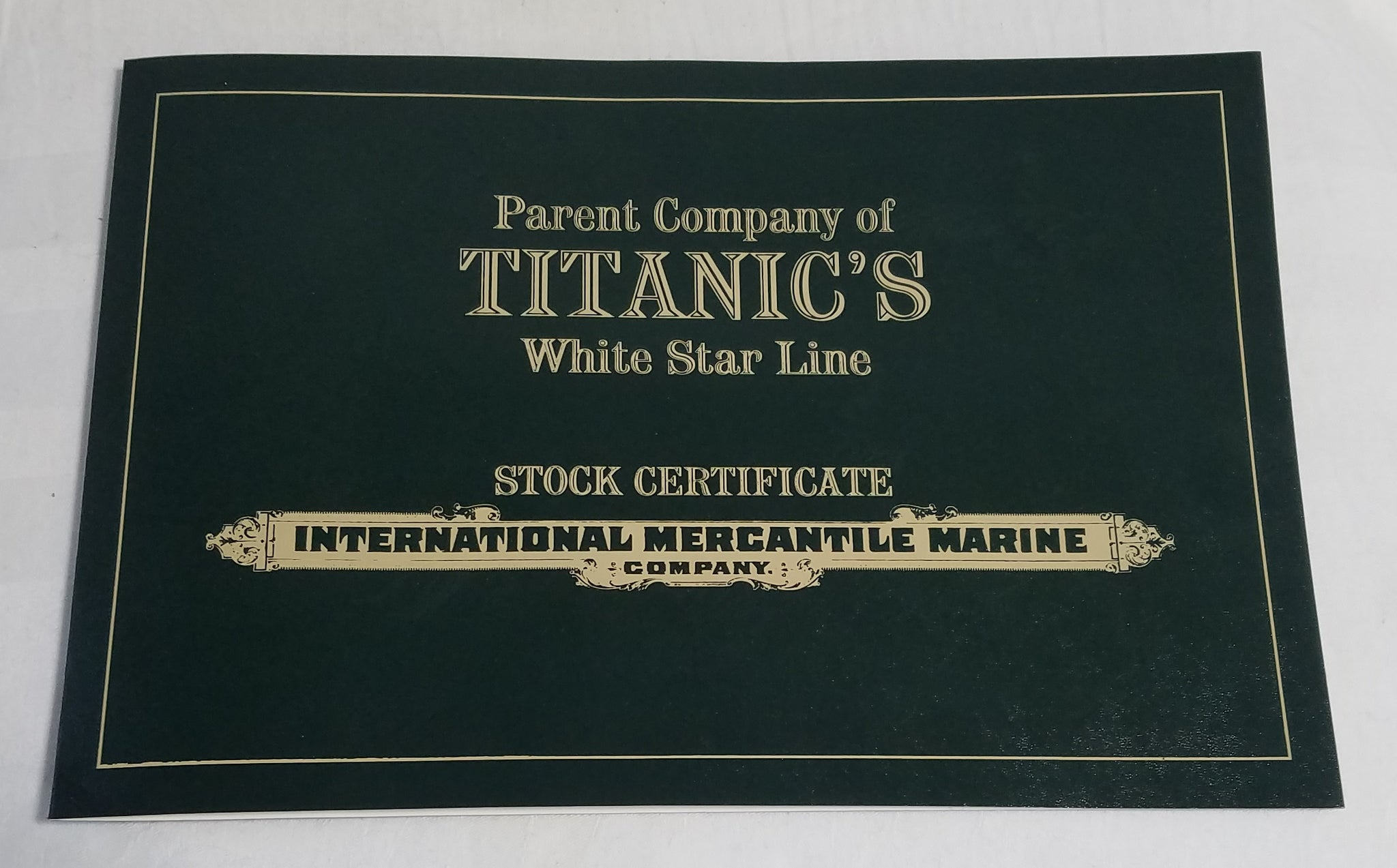 ANTIQUE 1925 INTERNATIONAL MERCANTILE MARINE COMPANY STOCK CERTIFICATE-TITANIC WHITE STAR LINE WITH FOLDER!