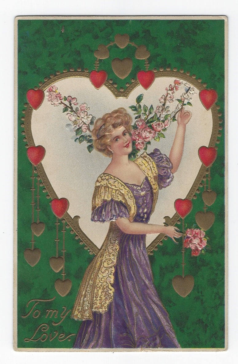 Vintage Valentines Day Card Made Germany Ornate Standing Design