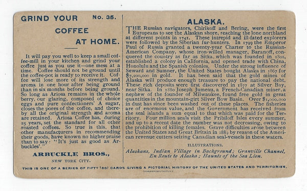 1892 ARBUCKLE COFFEE ADVERTISING TRADE CARDS--UNITED STATES & TERRITORIES SERIES!