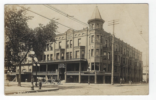 ANTIQUE 1900'S RPPC REAL PHOTO POSTCARD-CECIL HOTEL-MASON CITY IOWA-IA