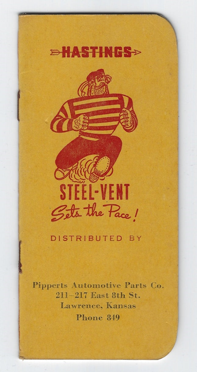 VINTAGE 1948 HASTINGS CASITE GAS/OIL ADVERTISING POCKET NOTEBOOKS-LAWRENCE KS AUTO PARTS!
