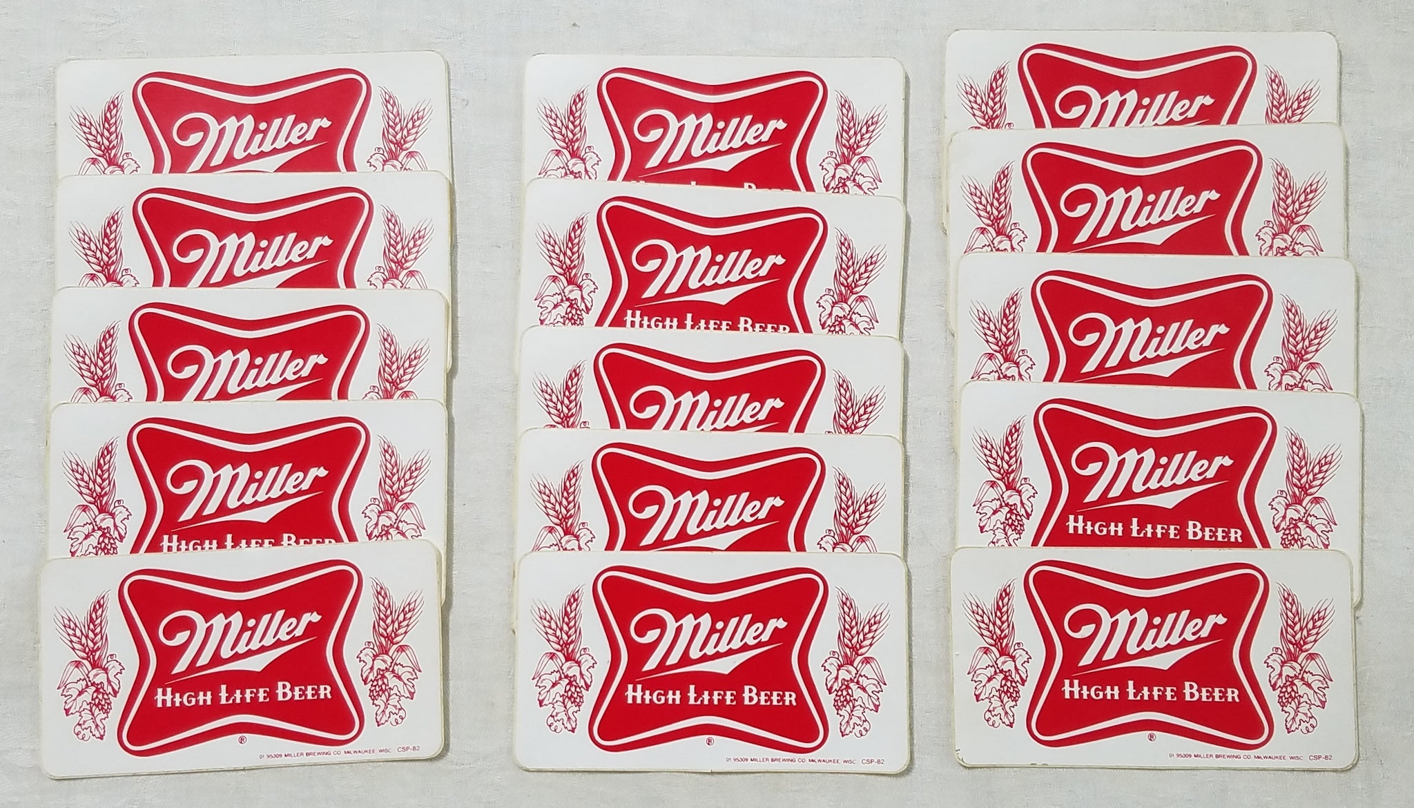 LOT OF 15 MILLER BREWING CO HIGH LIFE BEER ADVERTISING STICKERS-DECALS!