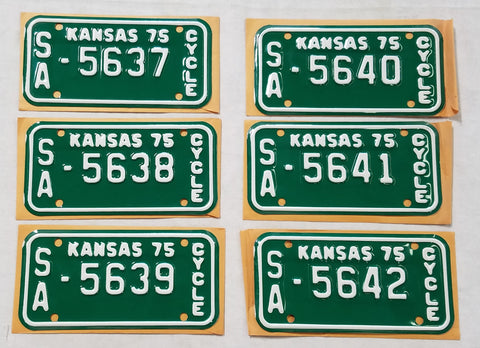 VINTAGE 1975 KANSAS MOTORCYCLE LICENSE PLATE TAG-NEW OLD STOCK-WITH ENVELOPE!