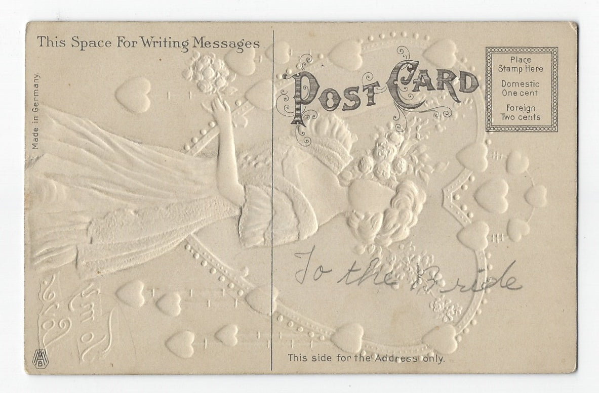 ANTIQUE EARLY 1900'S TO MY LOVE EMBOSSED GERMAN VALENTINE POSTCARD